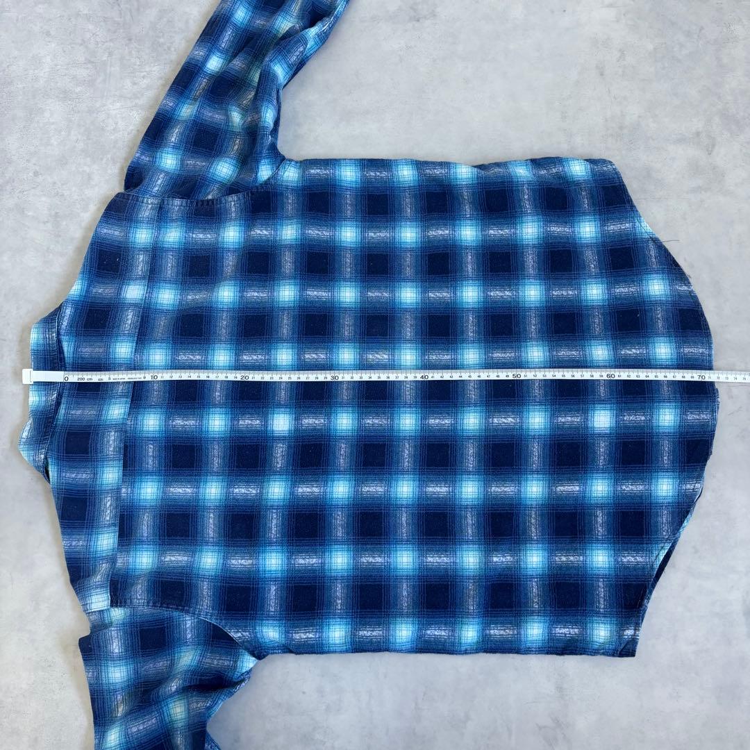 【60s】searsシアーズ プリントネルシャツ ブルー M vintage
