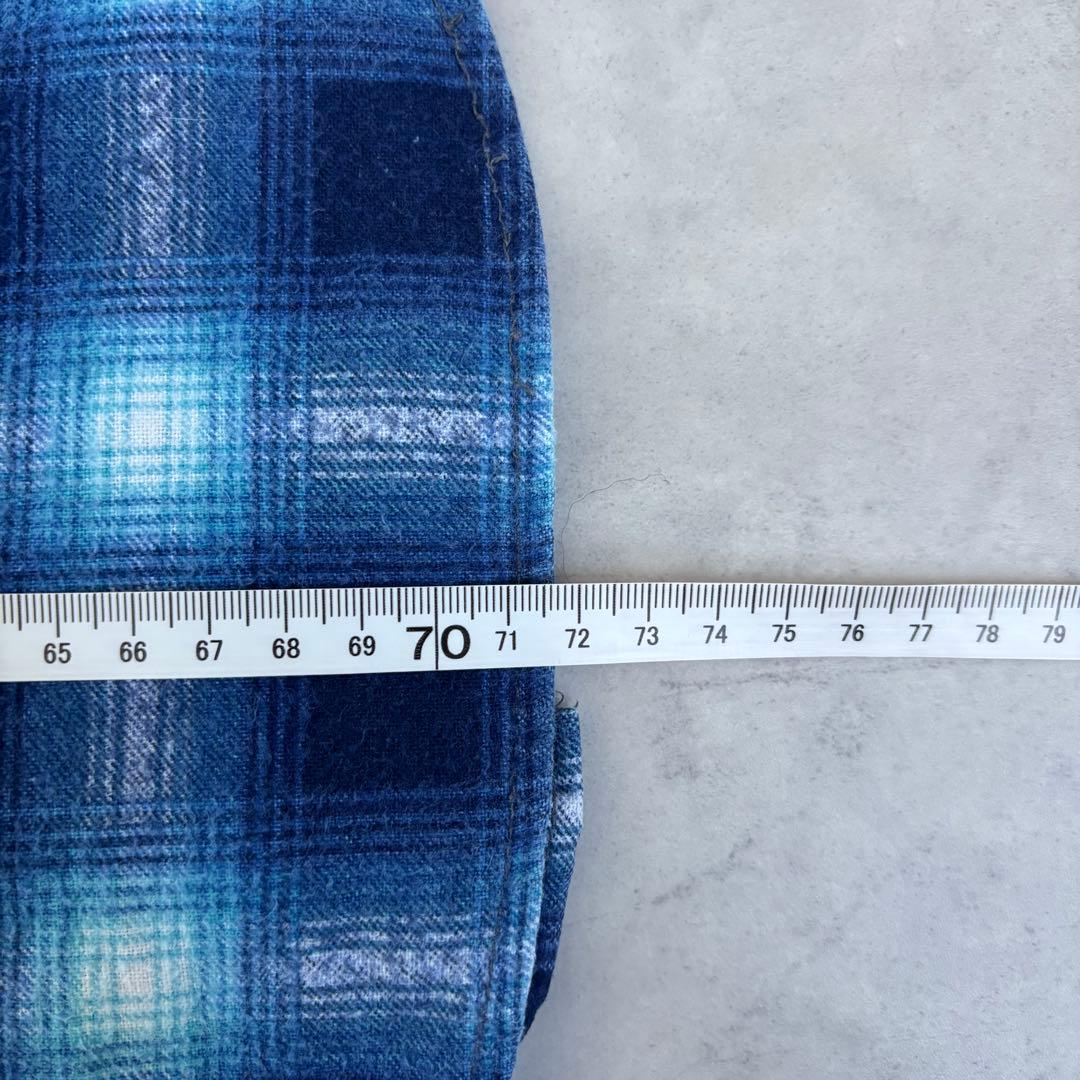 【60s】searsシアーズ プリントネルシャツ ブルー M vintage