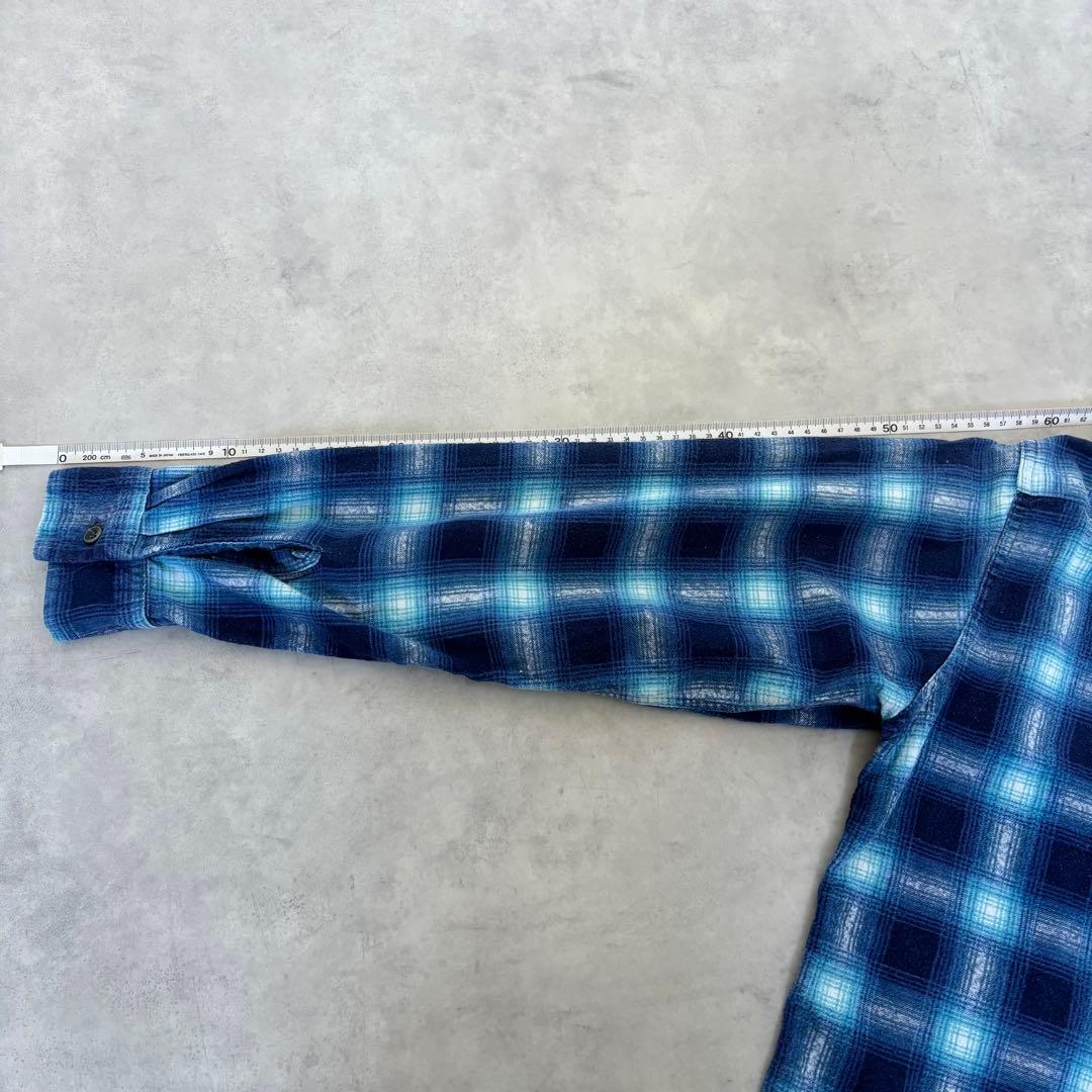 【60s】searsシアーズ プリントネルシャツ ブルー M vintage