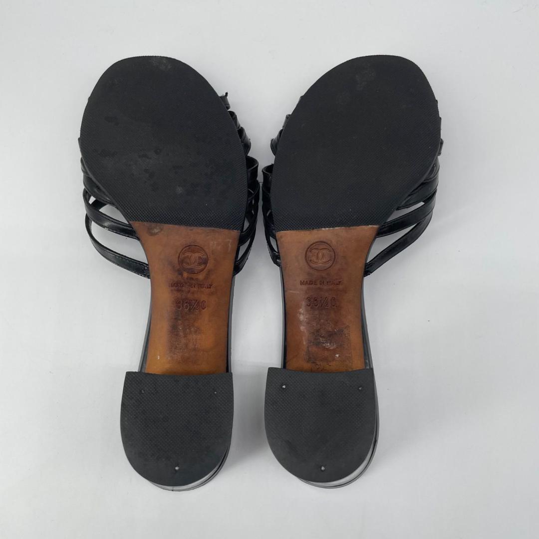 良品✨シャネル ココマーク ミュールサンダル スエード レザー 黒 ブラック