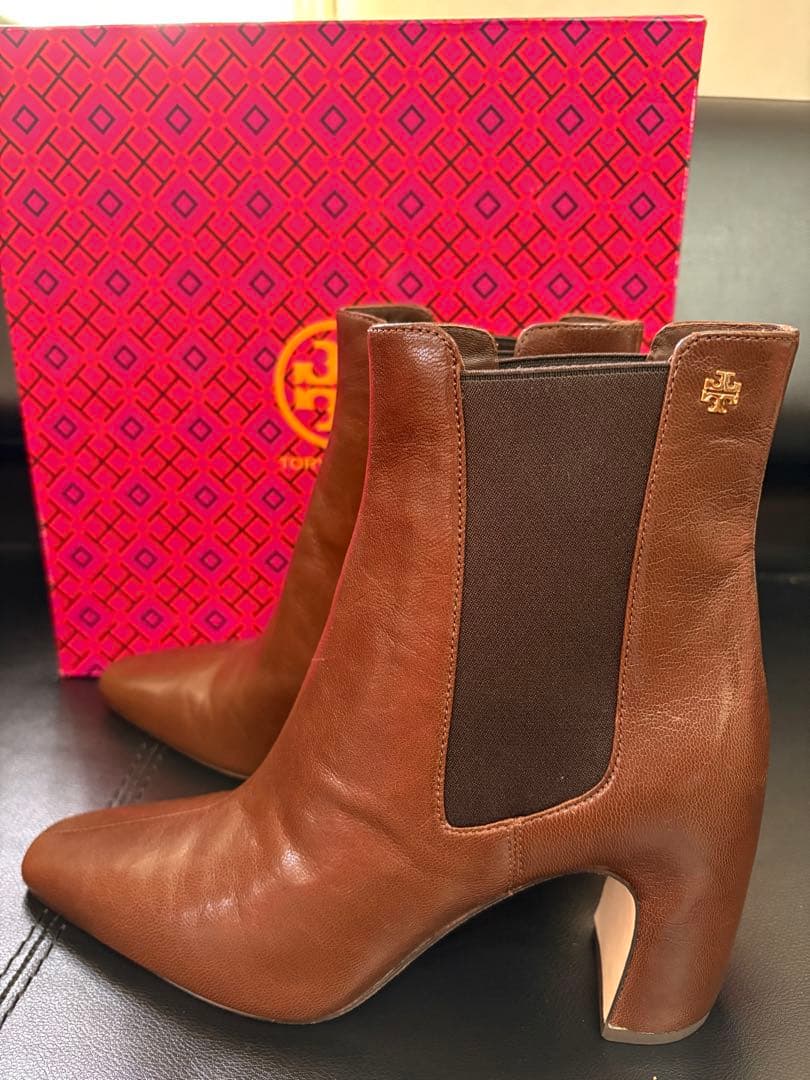 【うさうさ】Tory Burch サイドゴアブーツ ブラウン 24.5