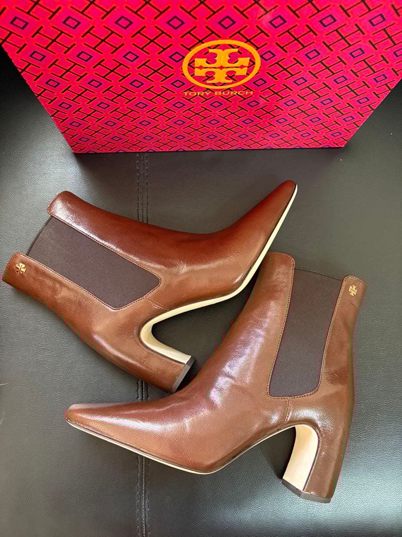 【うさうさ】Tory Burch サイドゴアブーツ ブラウン 24.5