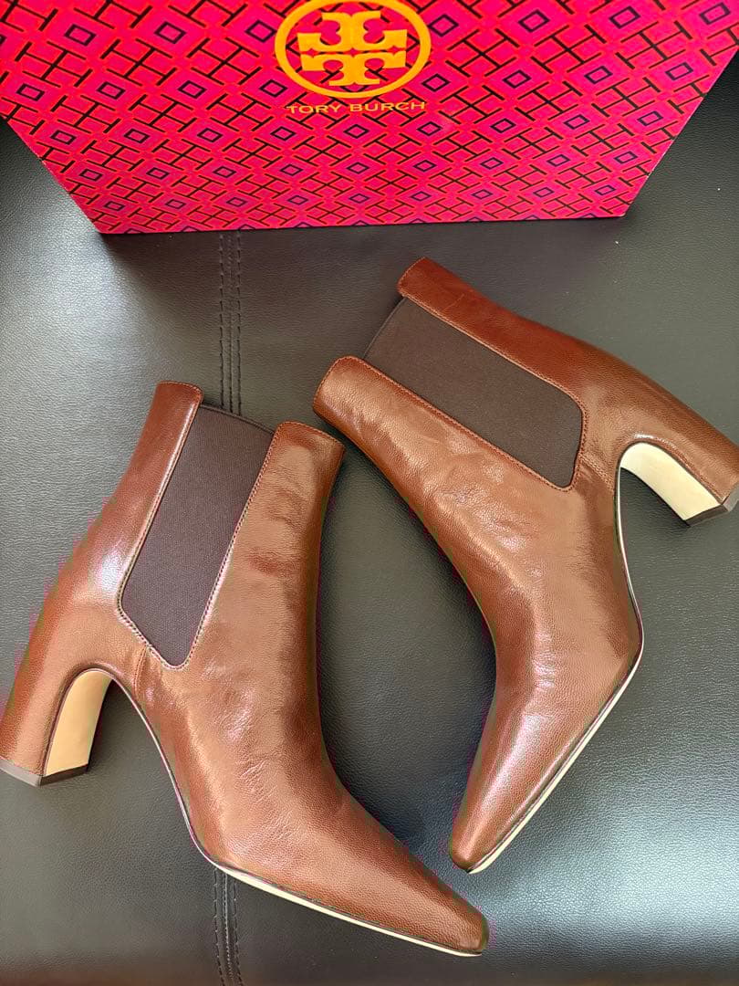 【うさうさ】Tory Burch サイドゴアブーツ ブラウン 24.5