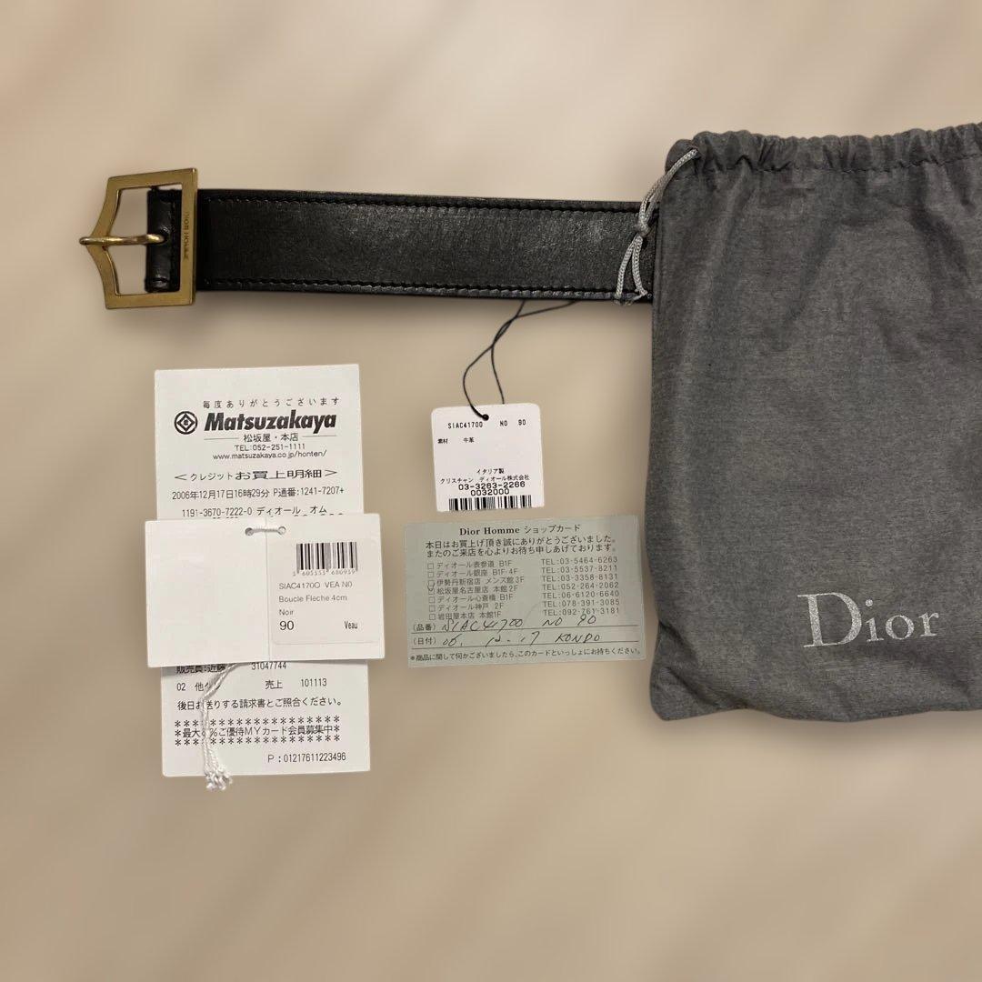 Dior Homme Dバックルブラックレザーベルト