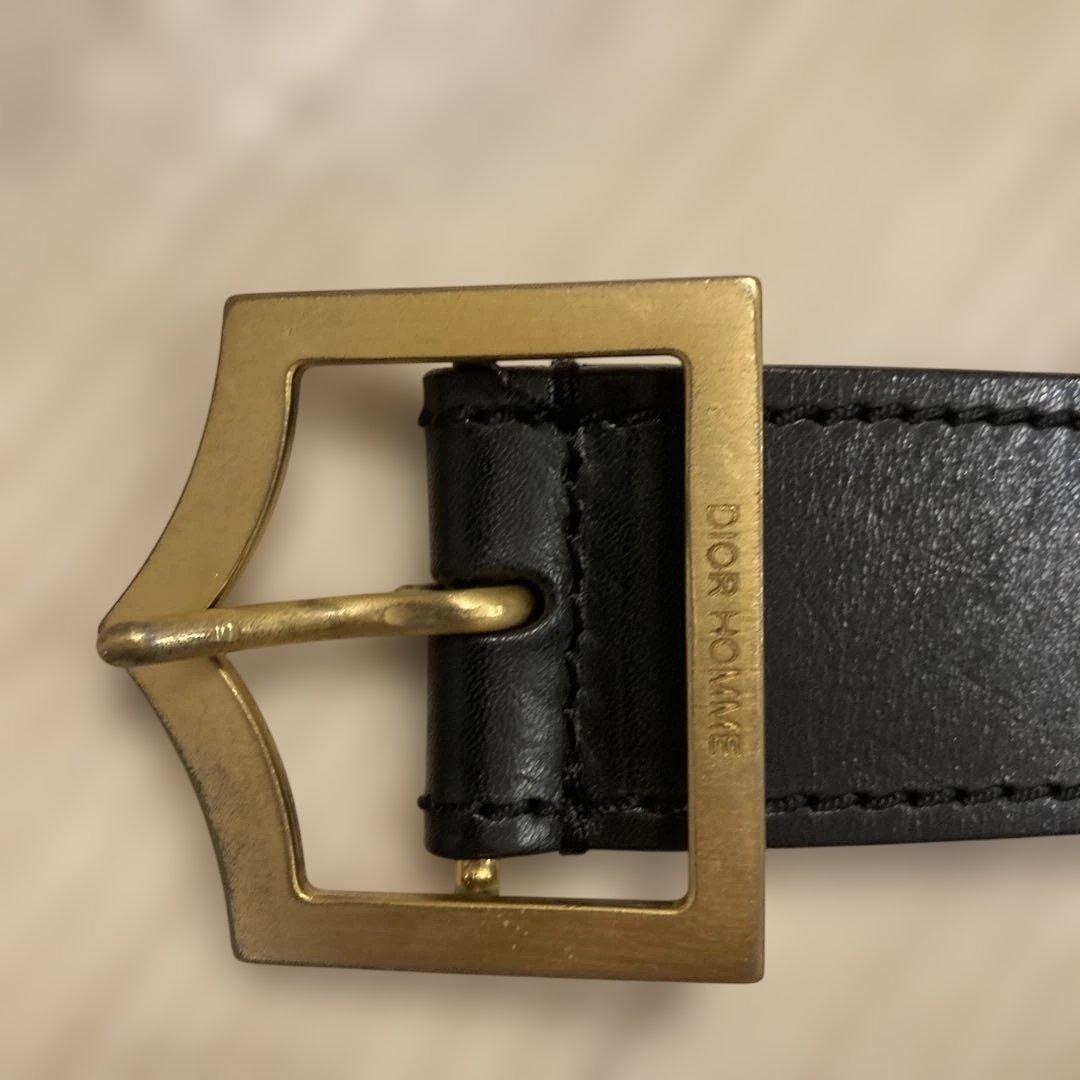 Dior Homme Dバックルブラックレザーベルト