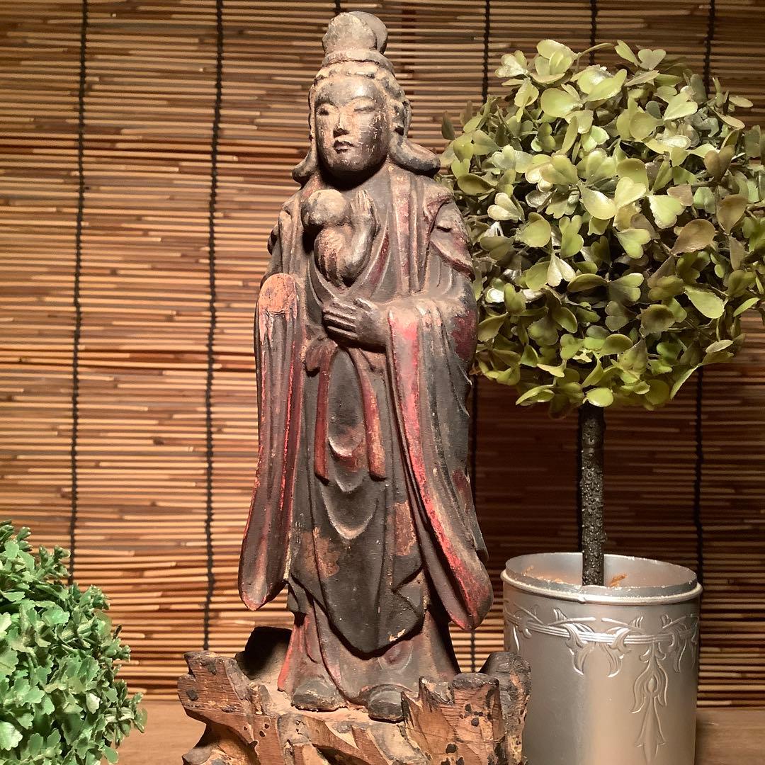 室町期「夜叉・鬼子母神」鬼子母神信仰・訶梨帝母・外護神・木彫彩色