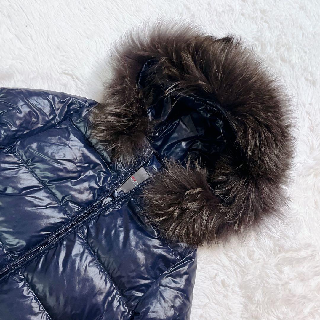 【美品】DUVETICA アダラ ラクーンファー ダウンジャケット 36 紺