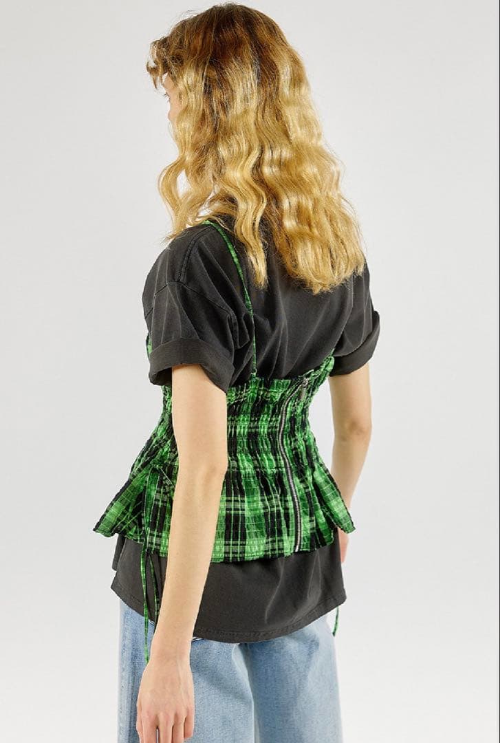 トップス MAISON SPECIAL Checked Shirring Bustier