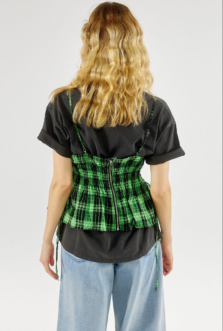 トップス MAISON SPECIAL Checked Shirring Bustier