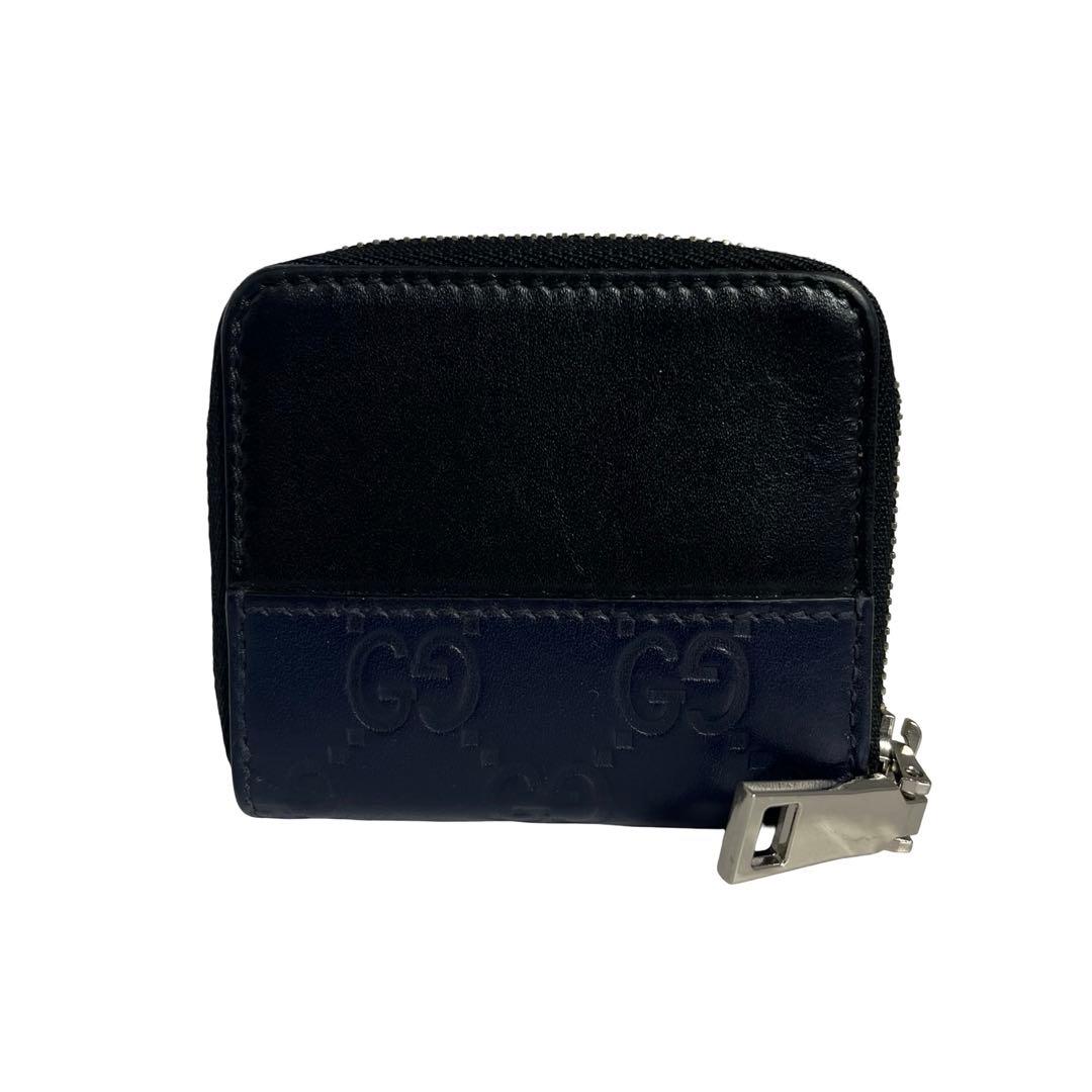 希少✨グッチ ケース GGシマ ラウンドファスナー ロゴ型押し バイカラー