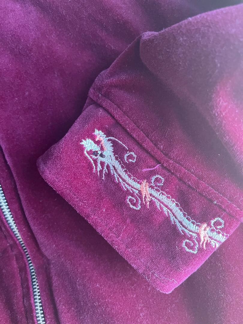 80年代　スカジャン　スーベニアジャケット　ベロア　別珍　襟付き　龍