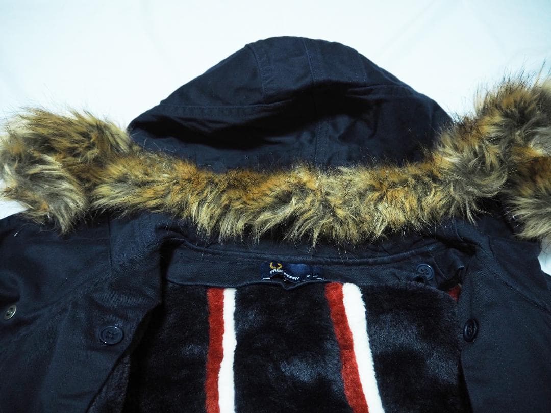 FRED PERRY フレッドペリー ダークネイビー モッズコート フード付美品