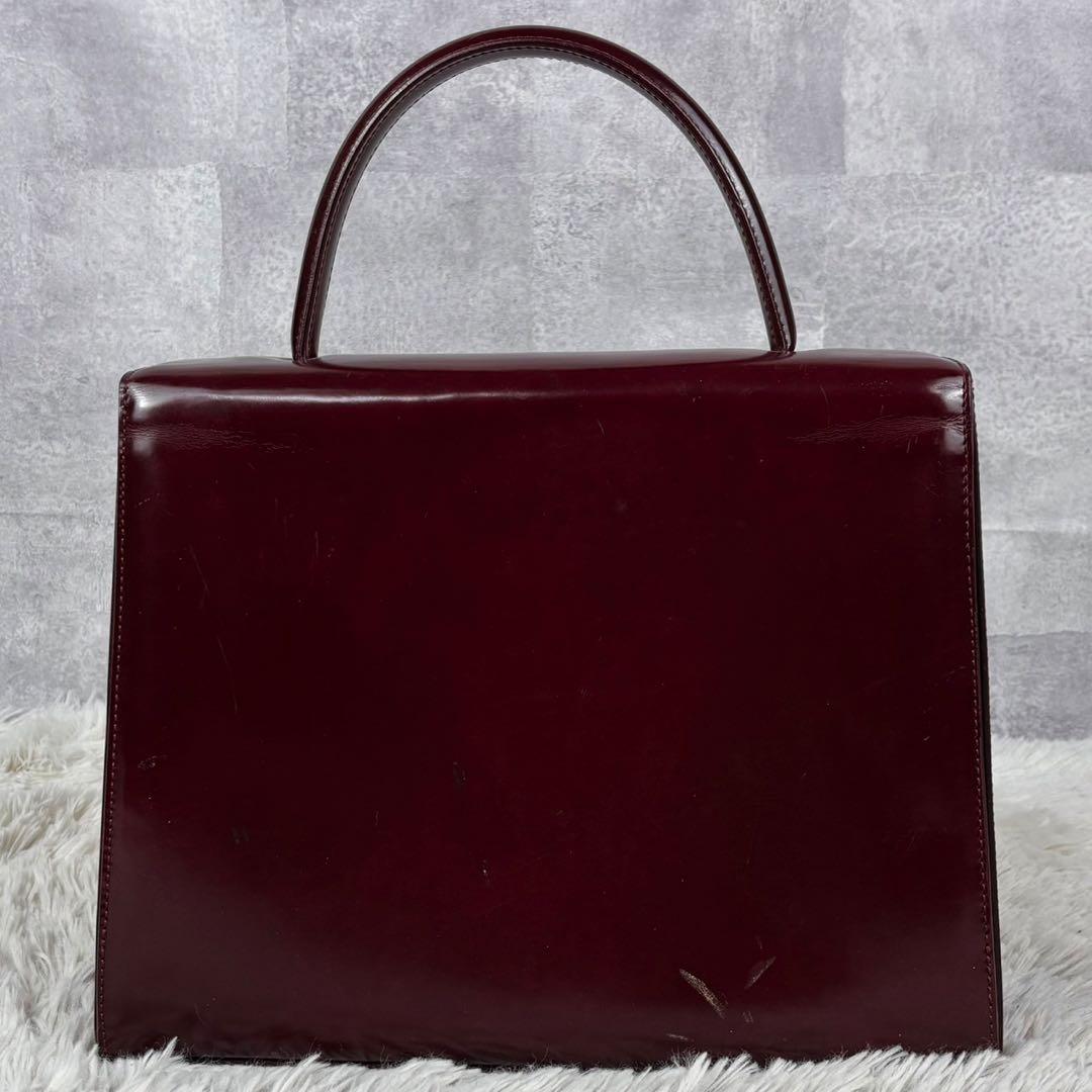 極美品 カルティエ レザー ハンドバッグ パンテール ボルド マストライン 赤茶