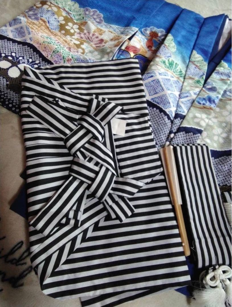 男の子用・3歳向け・化繊・袴とお着物のセット　兜