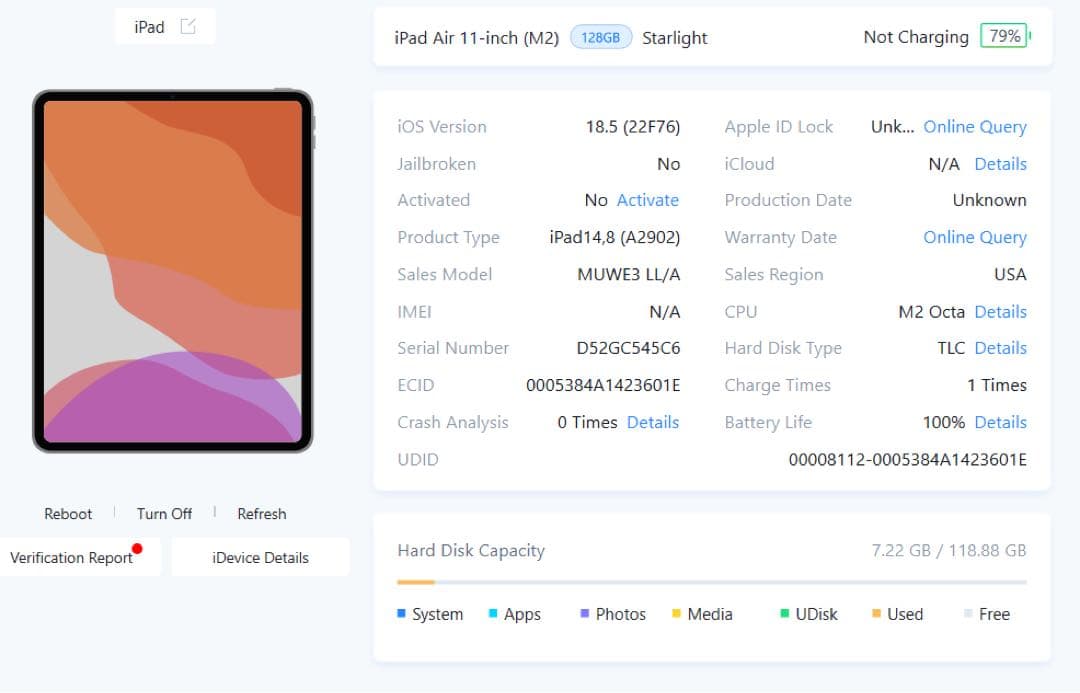 美品 iPad Air 6世代 M2 128GB Wi-Fiモデル スターライト