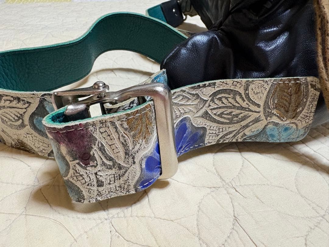 ★ほぼ未使用★美品 JUCO. ジュコ ボディバッグ ウエストポーチ 花柄 黒