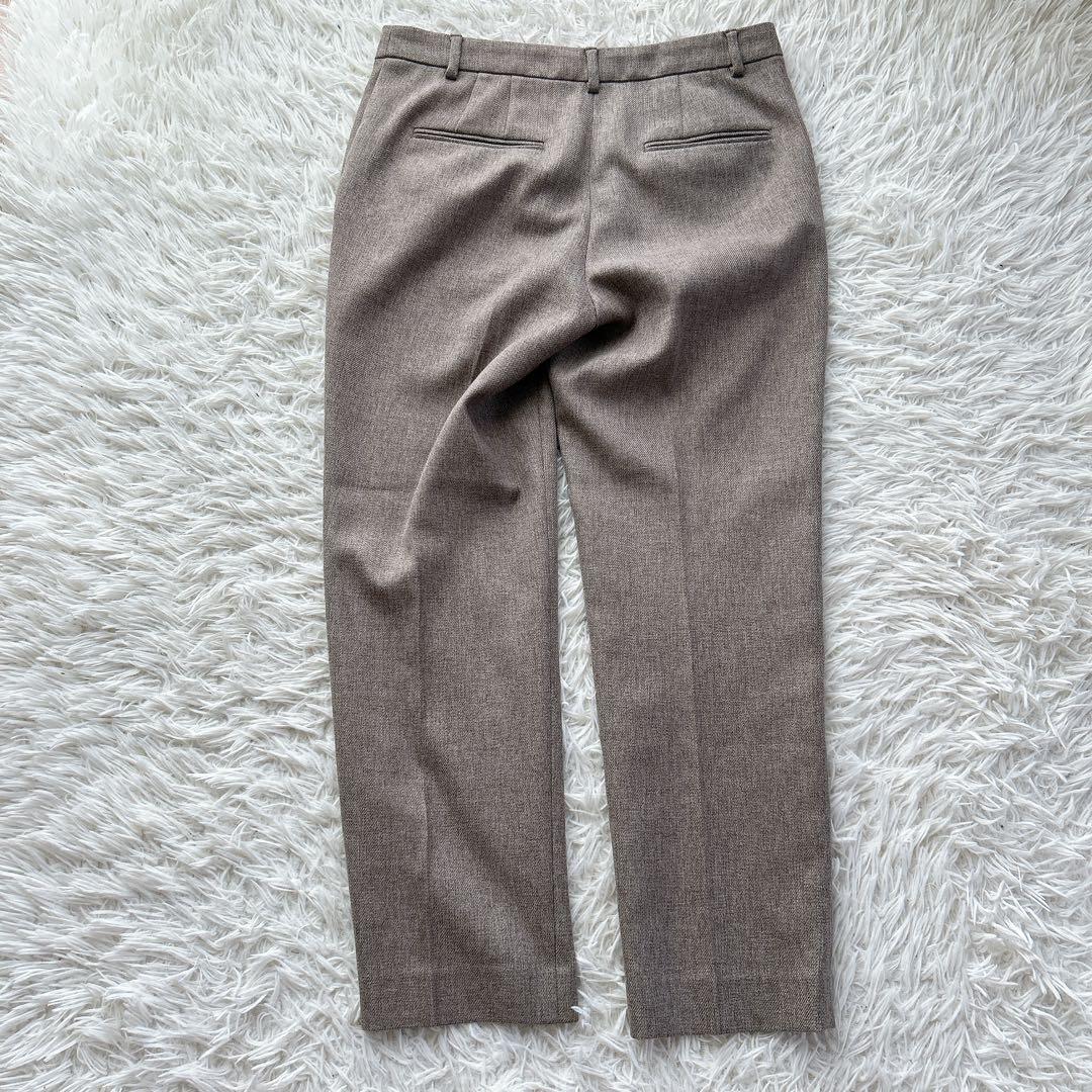 美品★22AW 23区 ウールライクカルゼ ノーカラーパンツスーツ ブラウン