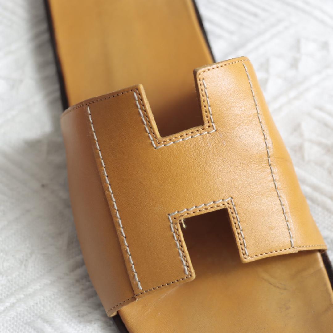 エルメス　Hermes ケブラール　オラン　H型サンダル　 キャメル ペタンコ