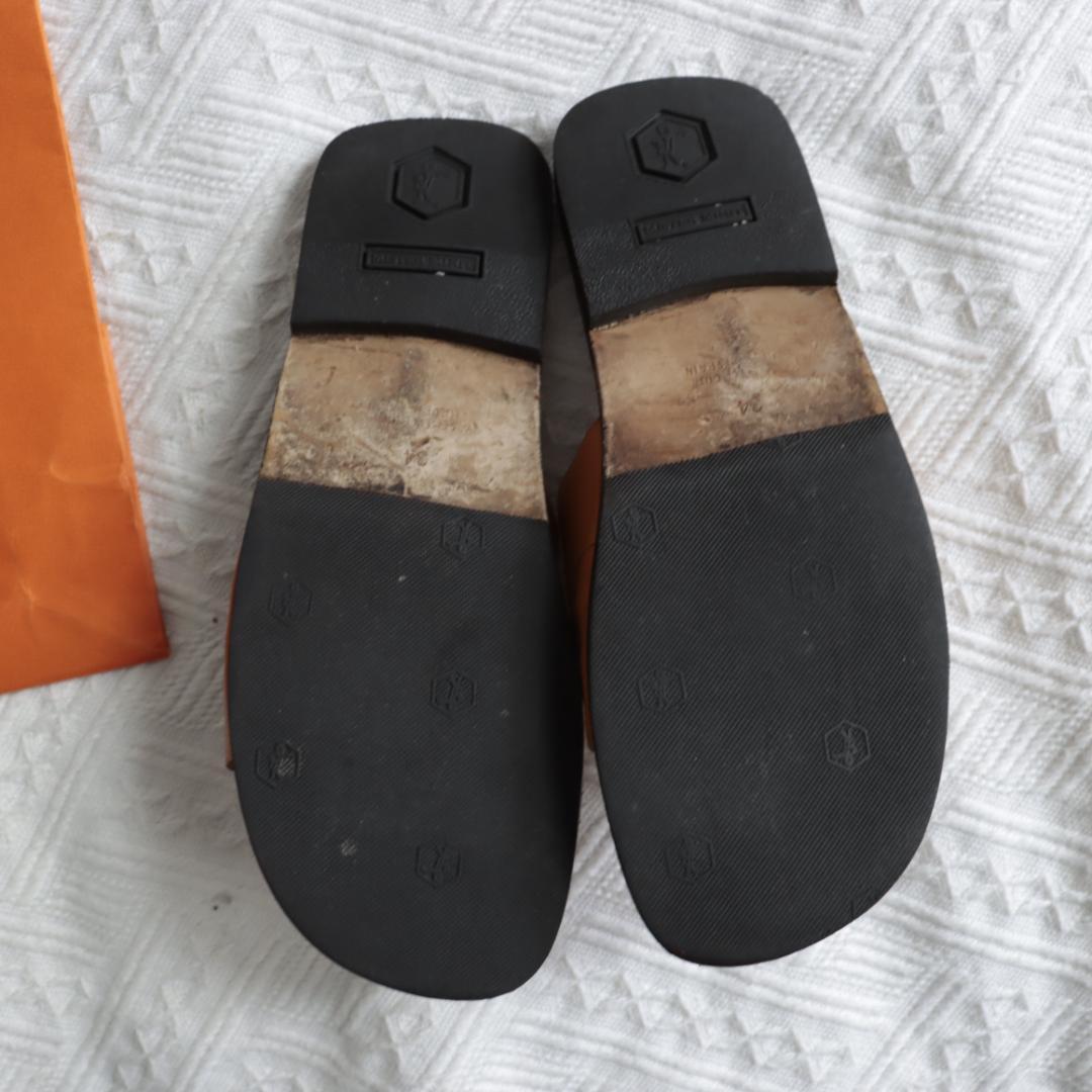 エルメス　Hermes ケブラール　オラン　H型サンダル　 キャメル ペタンコ