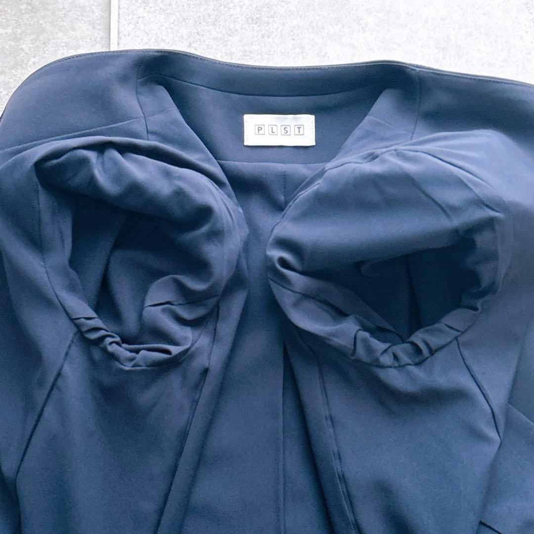 極美品✨ PLST トリアセブランド ノーカラー セットアップ 紺 M 2023
