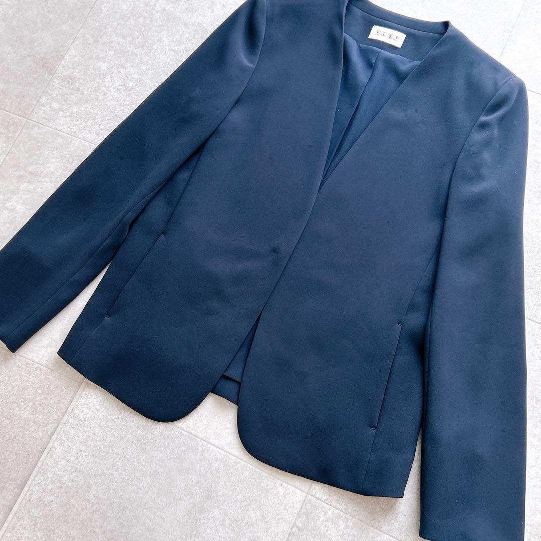 極美品✨ PLST トリアセブランド ノーカラー セットアップ 紺 M 2023