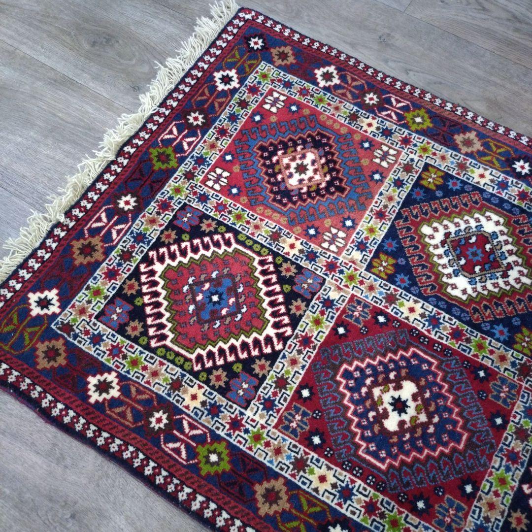 新品■ペルシア絨毯　ヤラメ　ウール100% 128x82cm