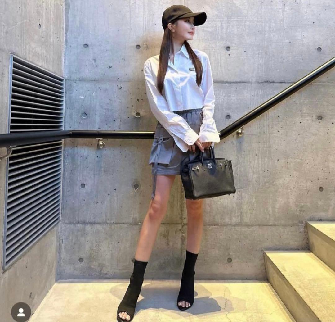 【新品未使用】鈴木亜美　黒オープントゥニットブーツ M