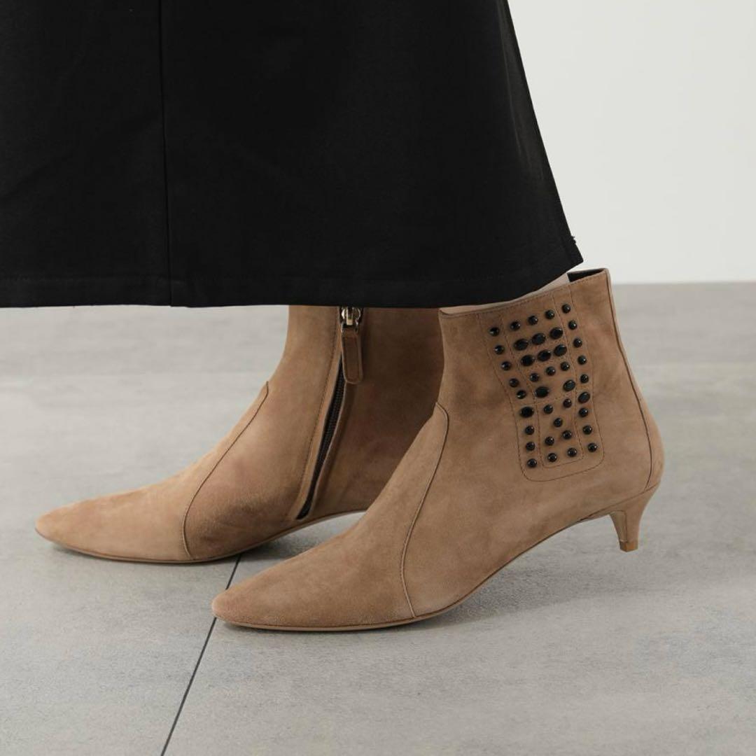TOD'S スエードブーティ スタッズブーツ ポインテッドトゥシューズ 38