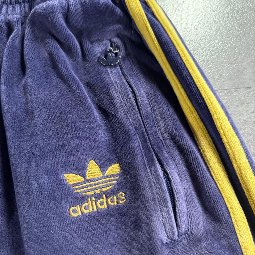 希少 美品 アディダス トラックパンツ　ベロア 紺黄 常田大希　90s M