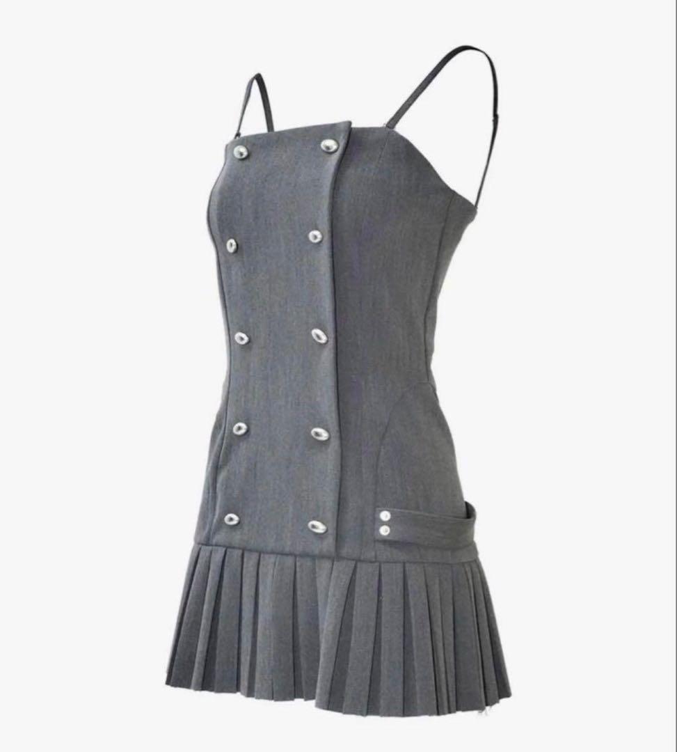 ワンピース theredthread S oval pleats dress GLAY