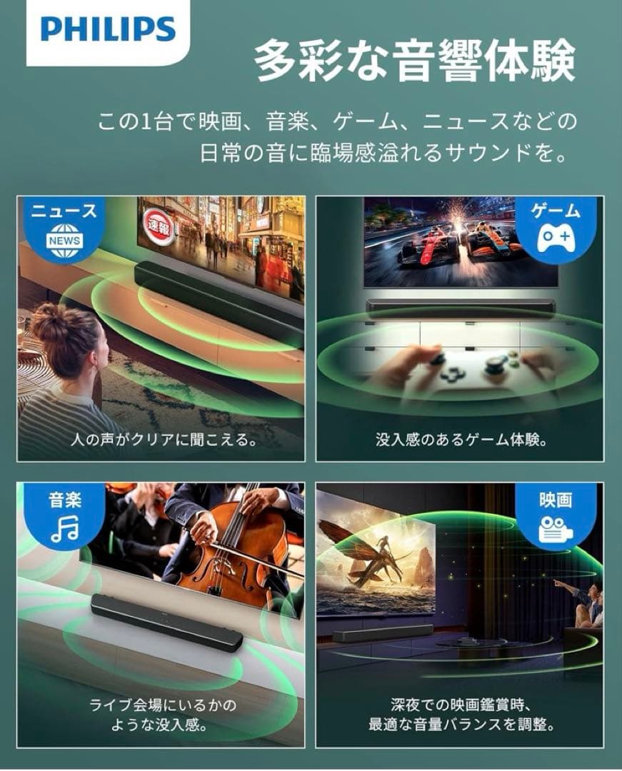 Philips(フィリップス) サウンドバー テレビ用 120Wスピーカー