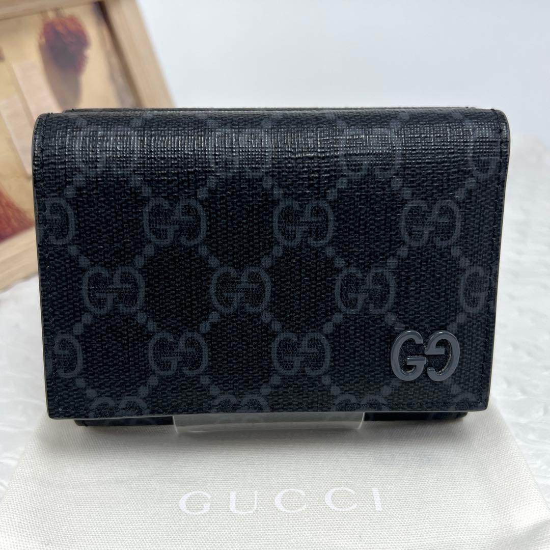 ✨極美品✨GUCCI グッチ ディテール付き　GG　三つ折りウォレット　グレー