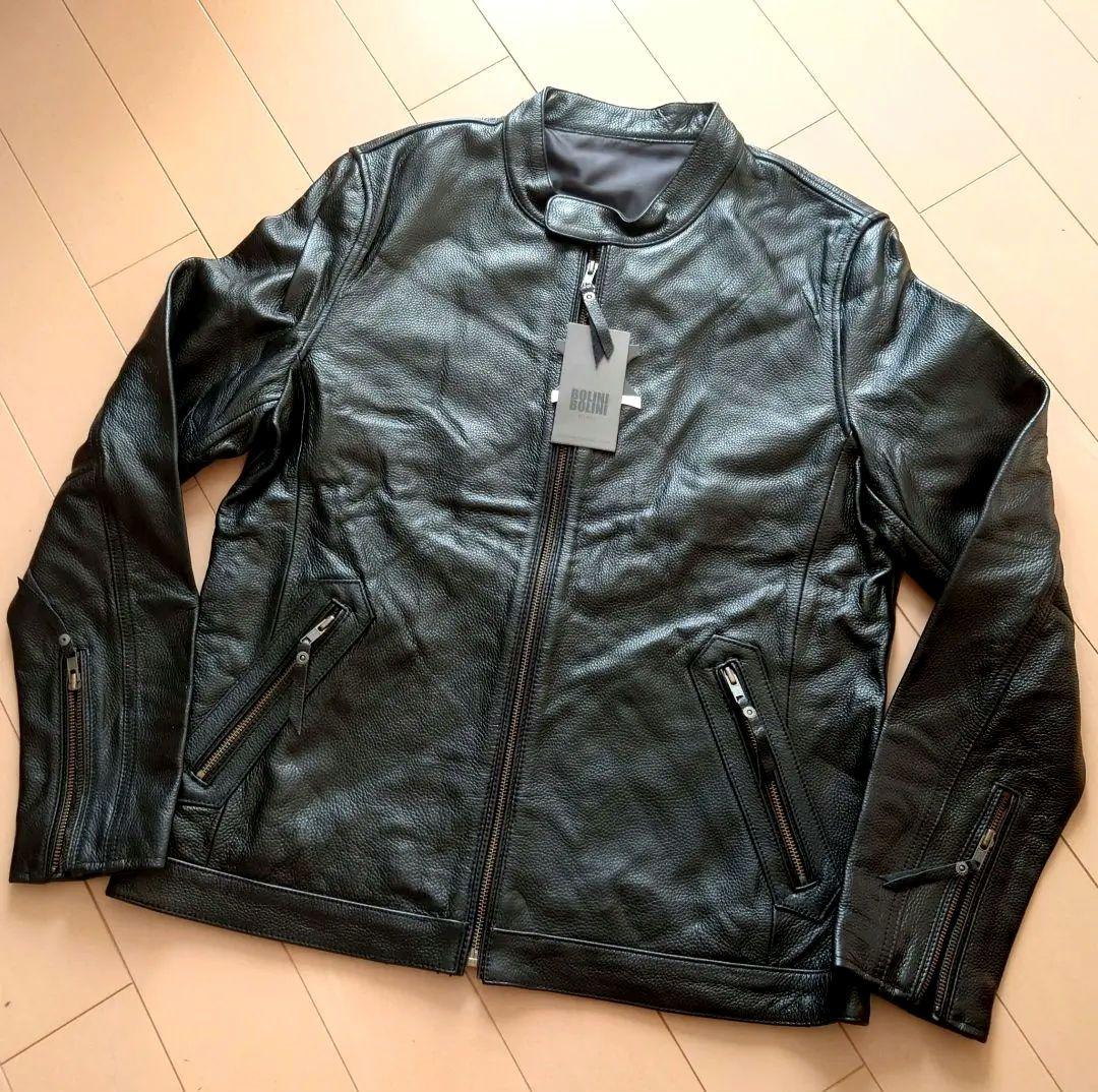 【本日のみ値下げ】BOLINI レザーシングルライダースジャケット(48)