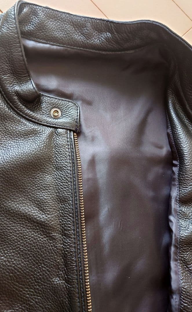 【本日のみ値下げ】BOLINI レザーシングルライダースジャケット(48)