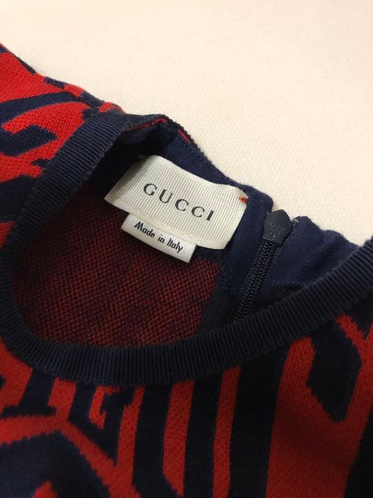 GUCCI キッズ　赤　ワンピース　ロゴ　36m 約90cm グッチ　フォーマル