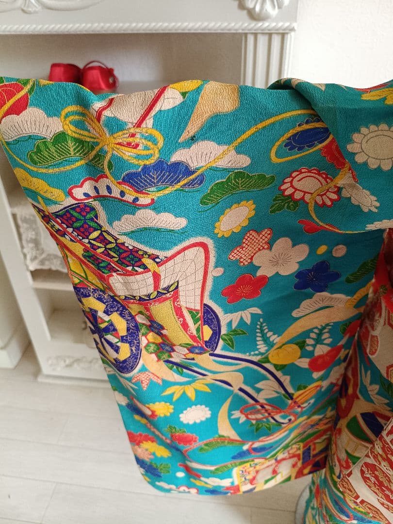 専用です☆アンティークくすみブルーの着物単品