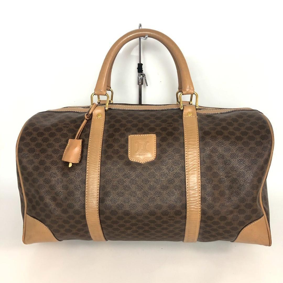 CELINE セリーヌ マカダム柄 ボストンバッグ ブラウン レディース