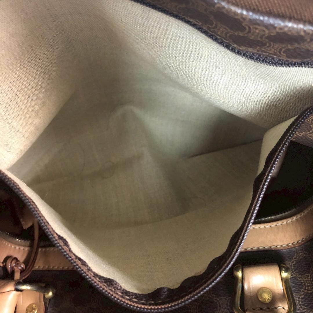 CELINE セリーヌ マカダム柄 ボストンバッグ ブラウン レディース