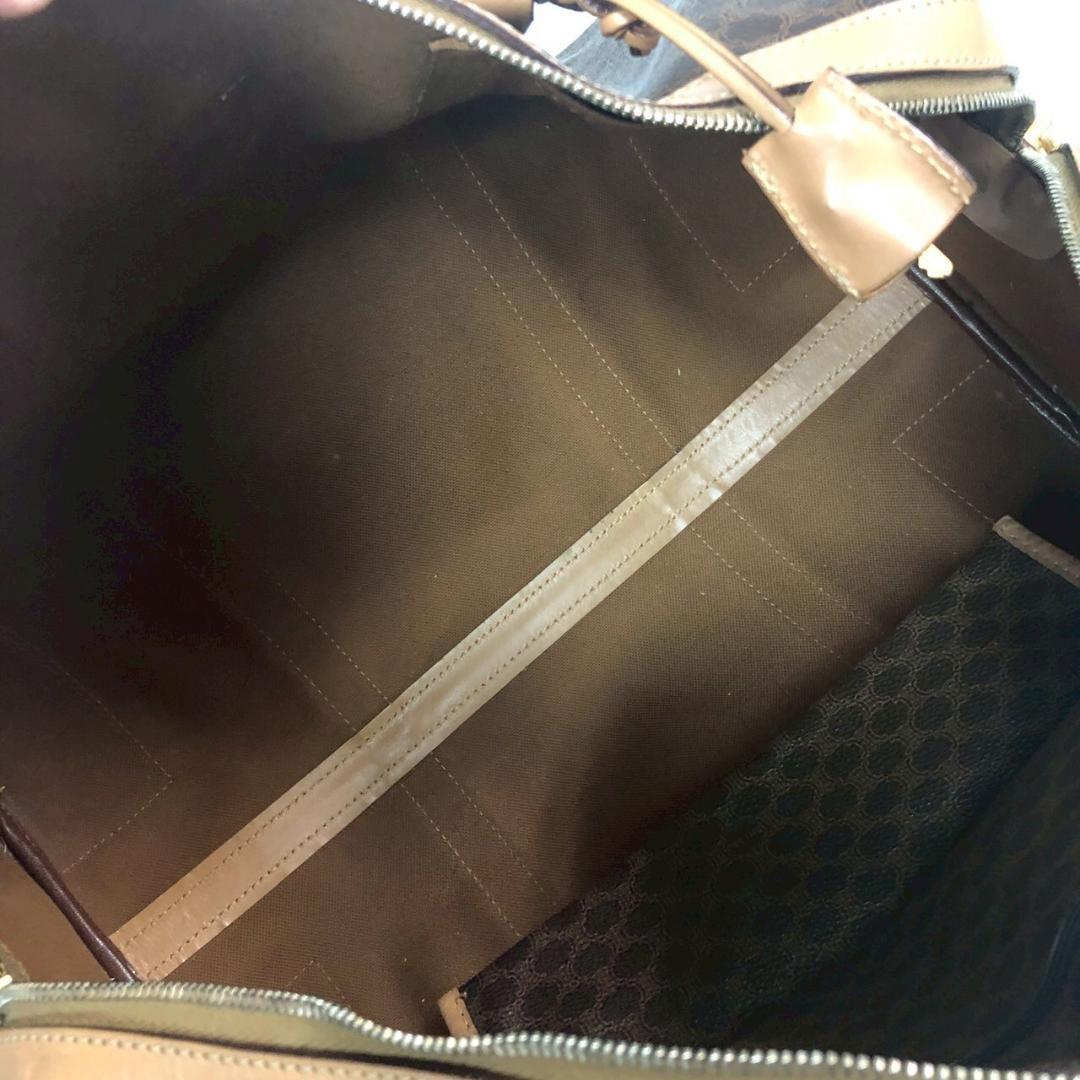 CELINE セリーヌ マカダム柄 ボストンバッグ ブラウン レディース