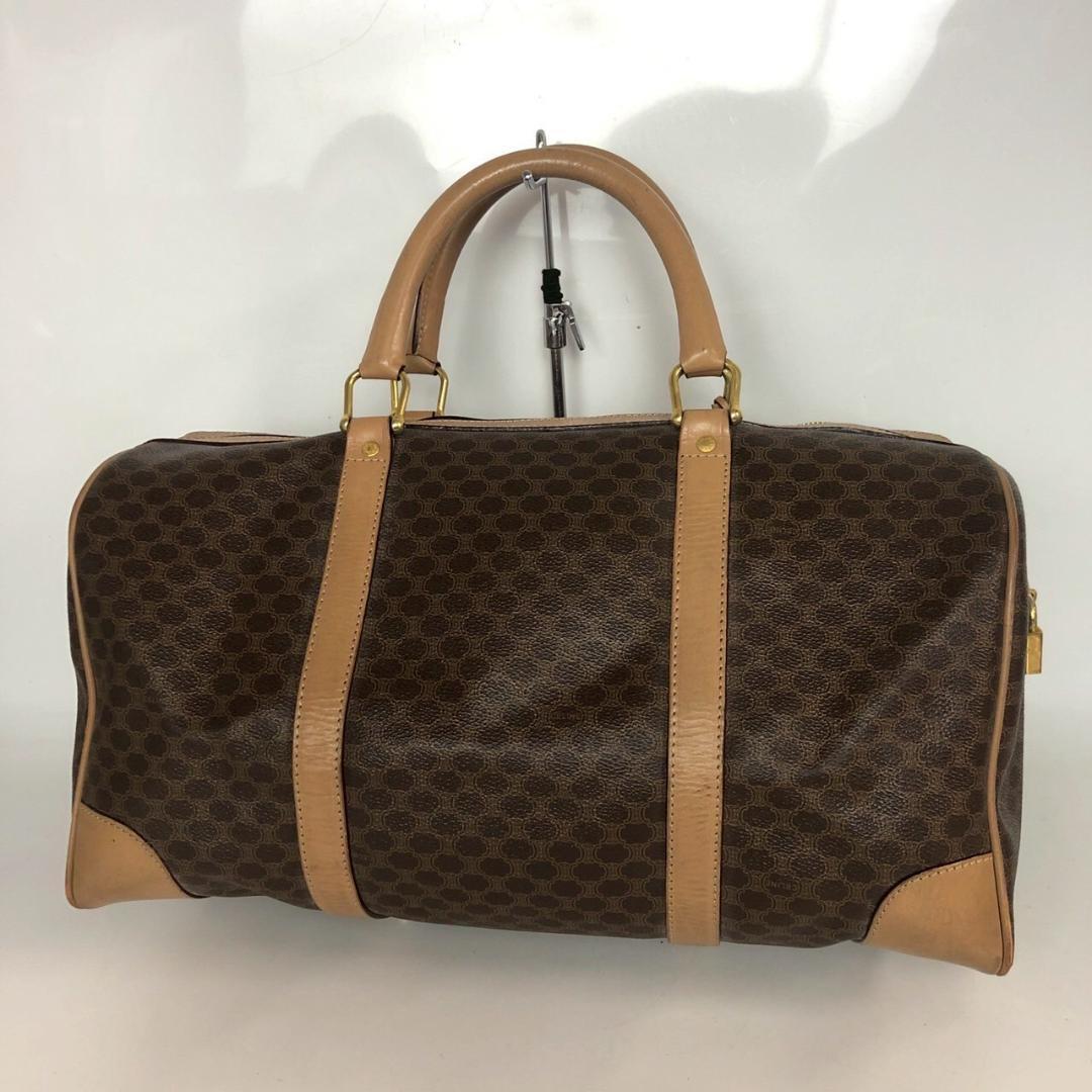 CELINE セリーヌ マカダム柄 ボストンバッグ ブラウン レディース