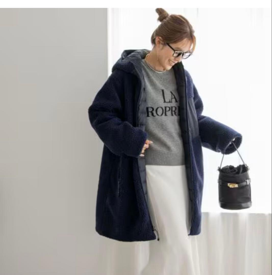 NOLLEY'S TAIONボアダウンリバーシブルコート　ノーリーズ　ネイビー