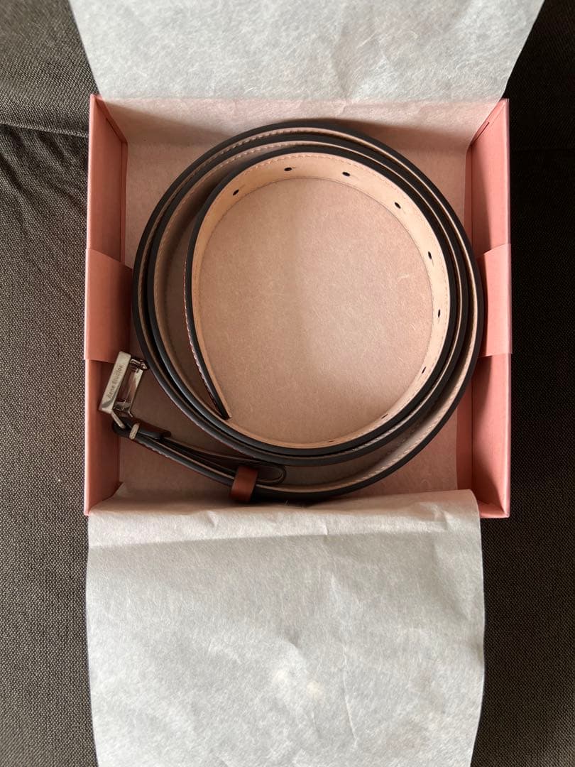 新品　Acne Studios レザーバックルベルト　ブラウン　L 2.5cm