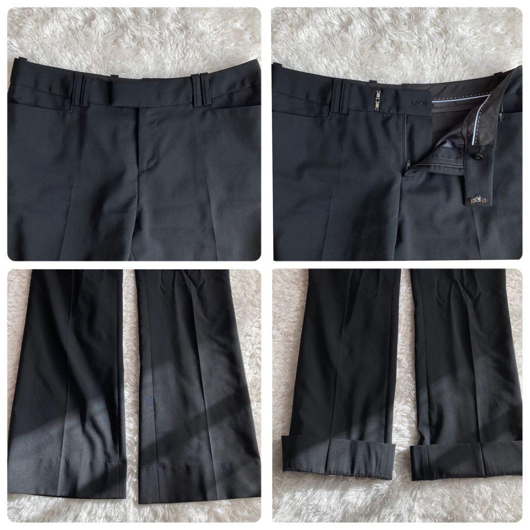 エヌラインプレシャス 洗える パンツスーツ 黒 無地 13号 大きいサイズ