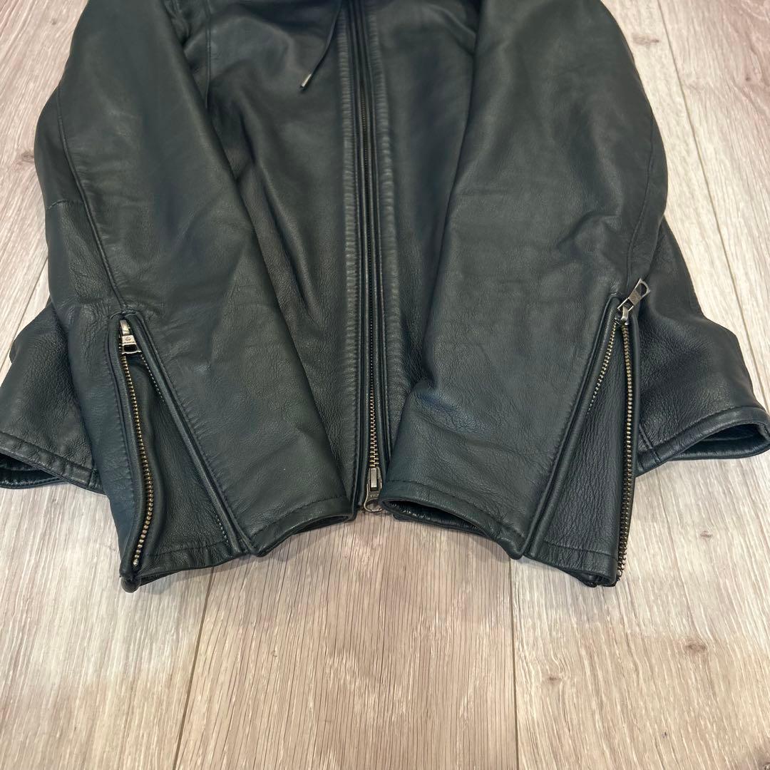 本革　STUDIOUS ラムレザー フーデッドライダース 黒 1（S）日本製　黒