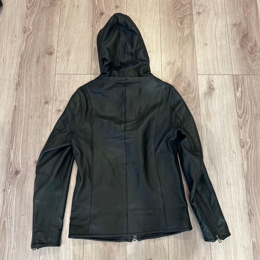 本革　STUDIOUS ラムレザー フーデッドライダース 黒 1（S）日本製　黒