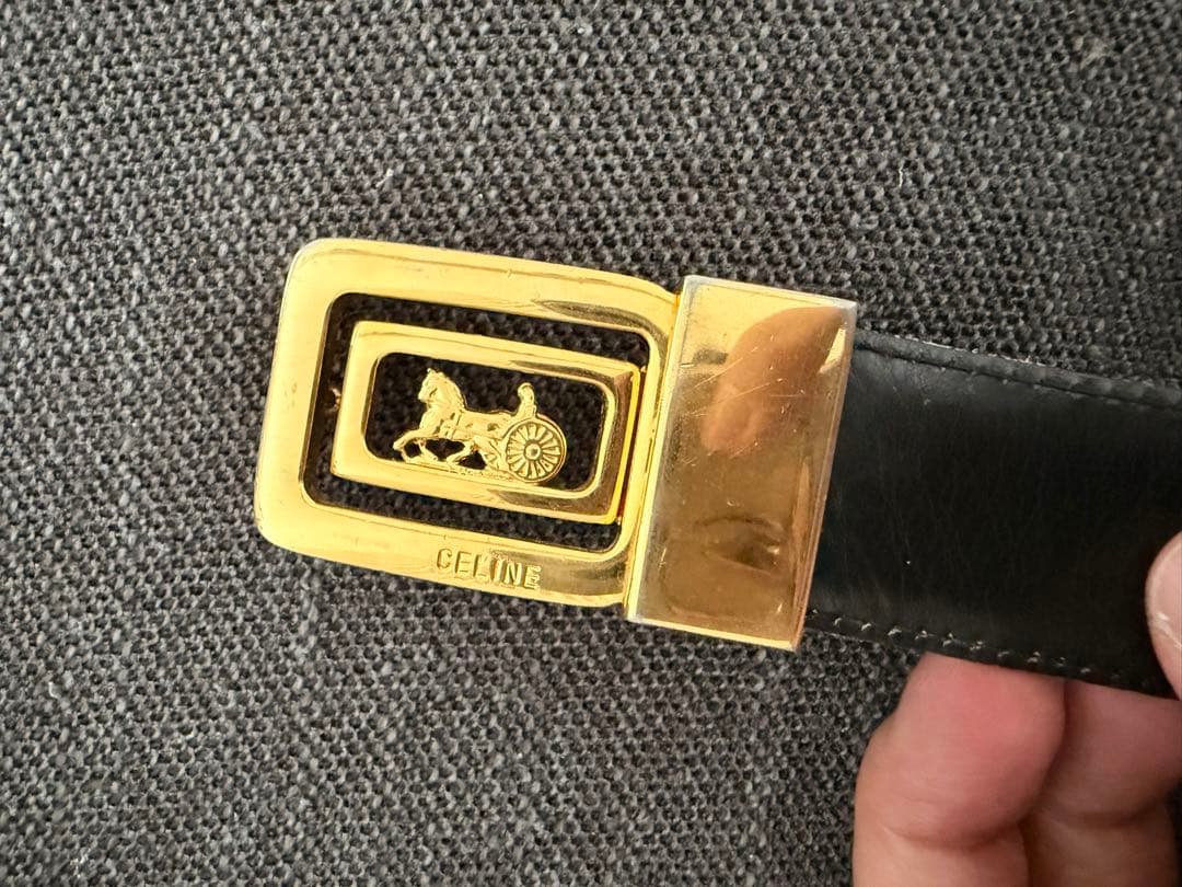 CELINE belt レザーベルト 金色バックル