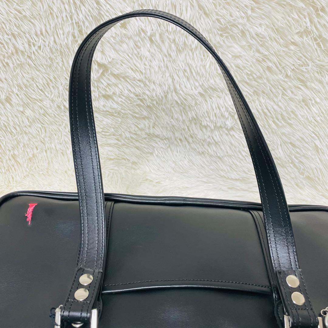 ★美品★ EASTBOY スクールバッグ ブラック 自由の女神刺繍　ピンク