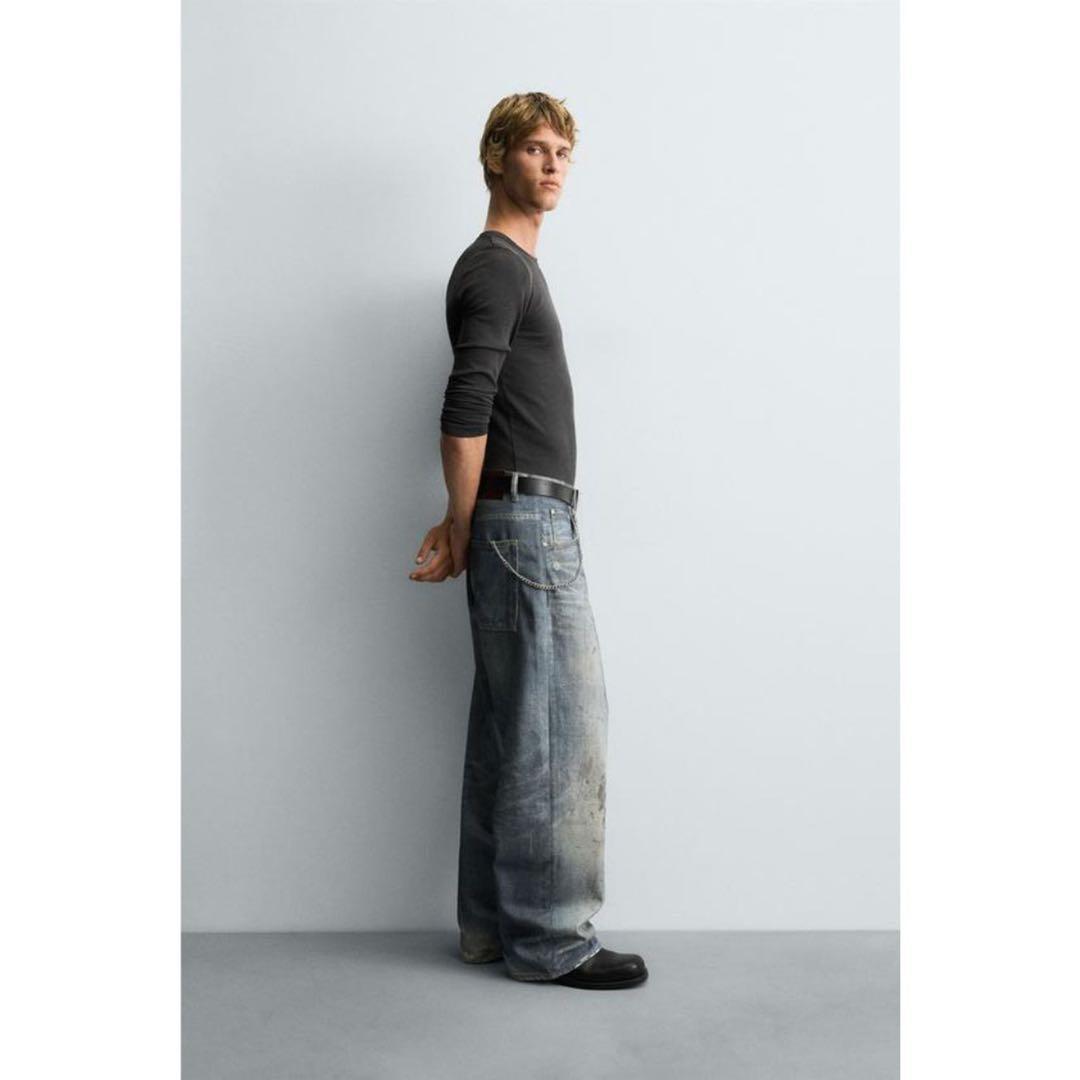 (完売商品)ZARA プリントバギーデニムパンツ　size40