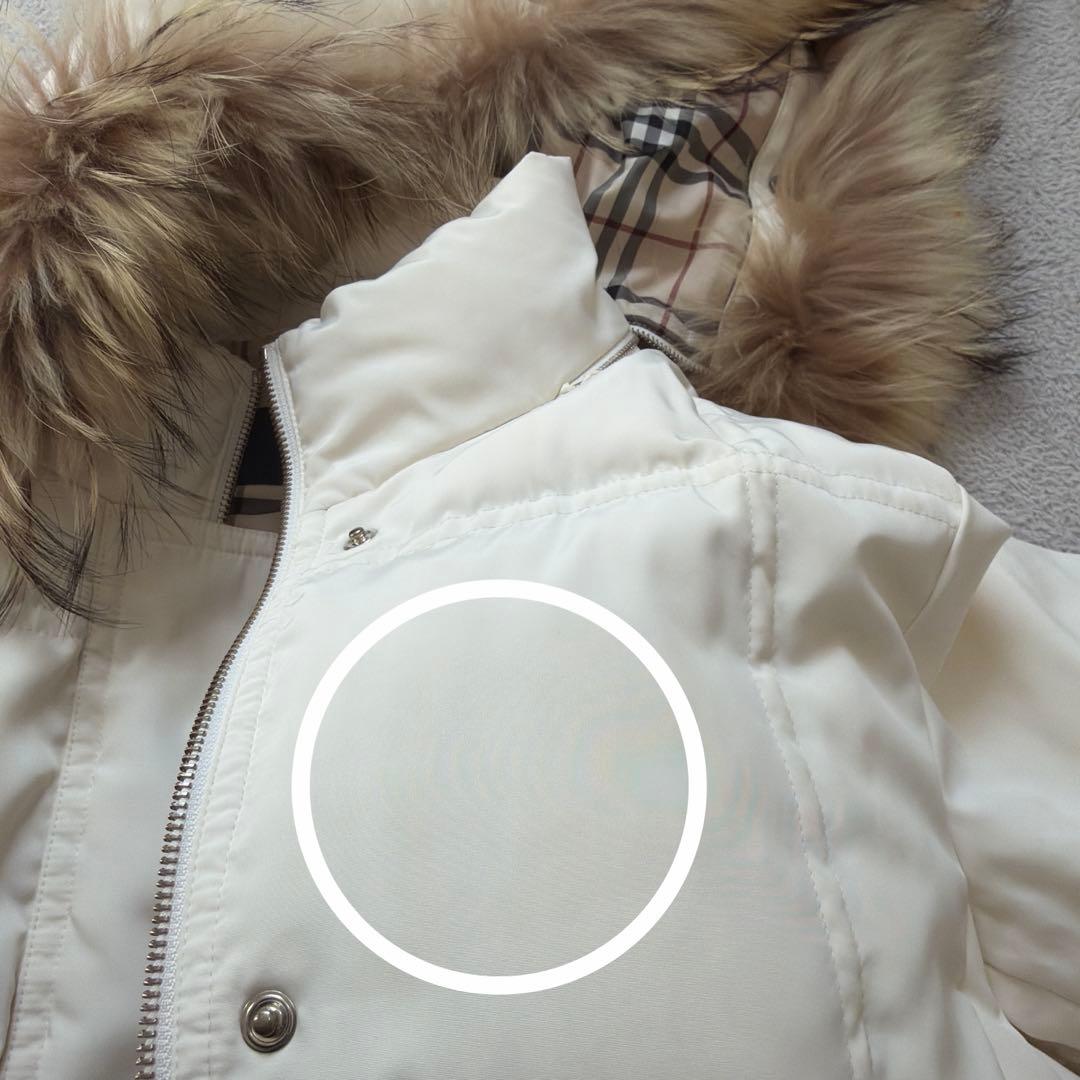【BURBERRY】 ダウン フェザー ジャケット コート 40 白 ファー