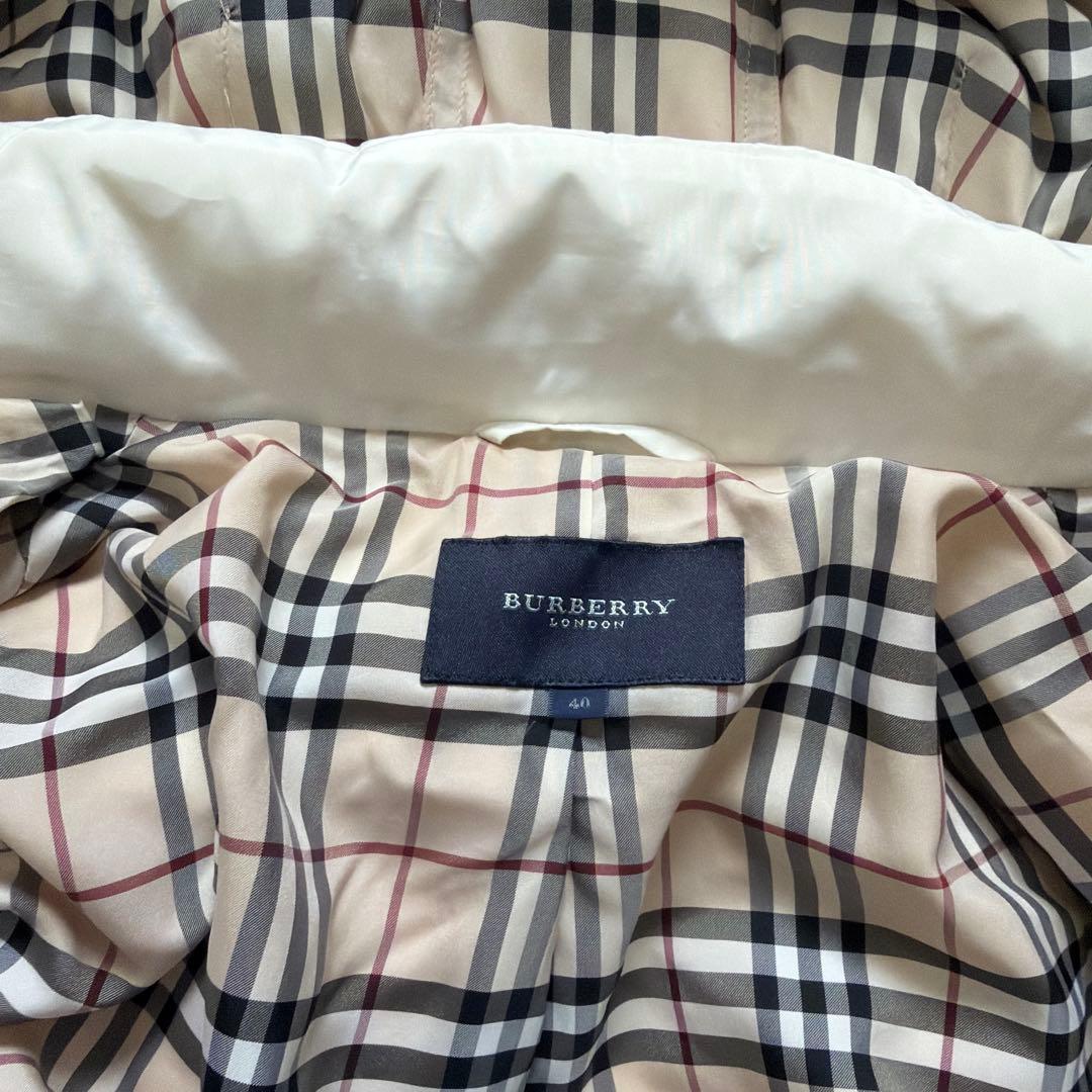 【BURBERRY】 ダウン フェザー ジャケット コート 40 白 ファー